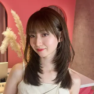 セミロング カラー 山崎/ボブ縮毛矯正 レイヤー髪質改善のヘアスタイル