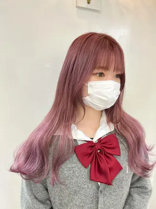 ロング カラー エクステ ハイトーン 💭黒崎ハルカのヘアスタイル