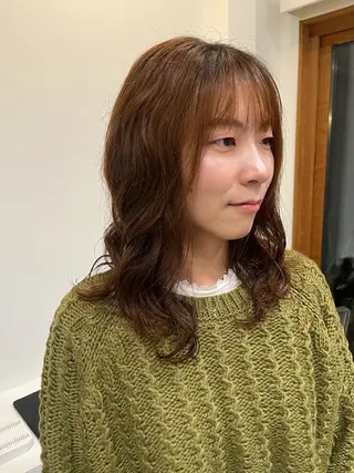 セミロング カラー パーマ ヘアアレンジ 無料カットモデル‪✨ ✂️Nanami🌷のヘアスタイル