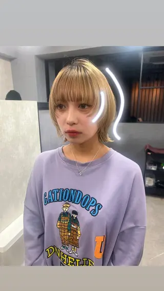 ショート ブリーチ/ウルフ ハッシュカット/石山のヘアスタイル