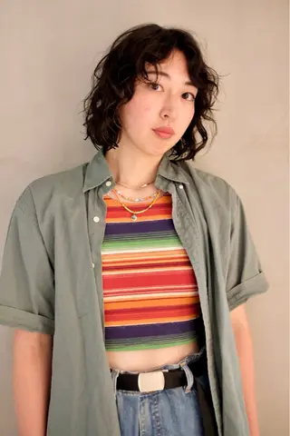 ミディアム パーマ 瓜谷 亮磨のヘアスタイル