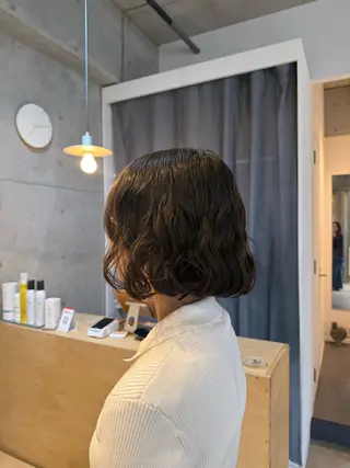 ミディアム デジタルパーマ ウェーブパーマ/神野のヘアスタイル