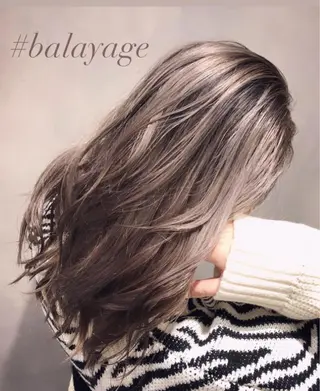 ロング カラー ハイダメージ毛 縮毛矯正のヘアスタイル