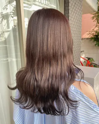 セミロング カラー グレージュ/透明感/ 韓国ヘア/RISAのヘアスタイル