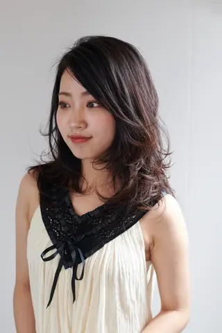 セミロング カラー パーマ スローエイジング/ ダメージレス鈴木慎一のヘアスタイル