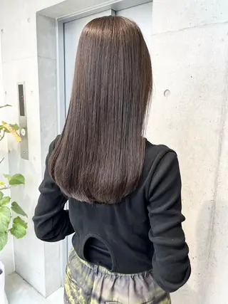 セミロング カラー パーマ ヘアアレンジ 透明感/オリーブ/ グレージュ/YUKAのヘアスタイル