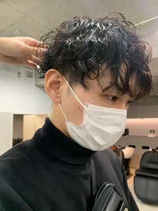 ショート パーマ メンズ ボブパーマコテ巻き風 パーマNo1深江秀平のヘアスタイル