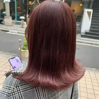 ミディアム カラー レイヤー×グレージュ /ピンク🩷mioのヘアスタイル