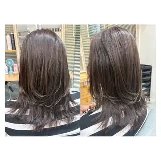 セミロング レイヤーカット・ 縮毛矯正 星野のヘアスタイル