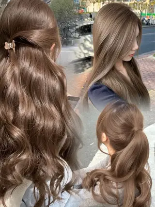 ロング カラー YUKA🤍ベージュ /ミルクティーのヘアスタイル