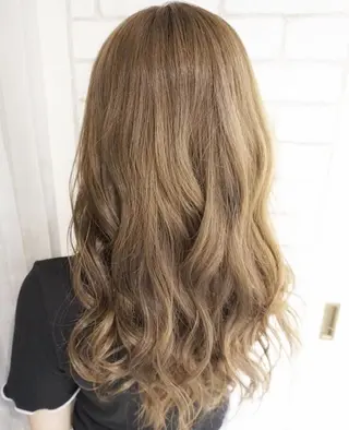 セミロング カラー パーマ チビ編み込みエクステ シールEXどぅ〜すのヘアスタイル