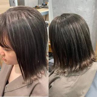 ミディアム カラー 黒岩 梨沙のヘアスタイル