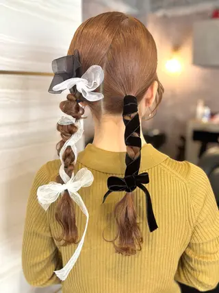 セミロング ヘアアレンジ 💘Kurea💘 艶髪/韓国/暗髪のヘアスタイル