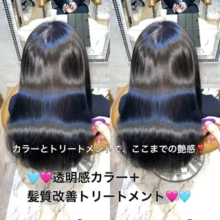 セミロング 縮毛矯正/艶カラー 笠原康平のヘアスタイル