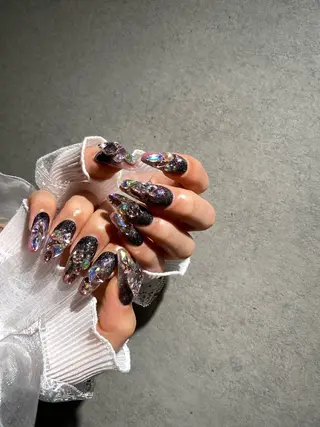 ネイル I-nailロング /ワンホン/キラキラのネイルデザイン