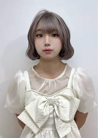 ミディアム カラー クルミ🤍ピンク 🎀韓国ヘアのヘアスタイル