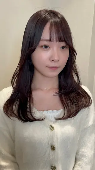 セミロング カラー 顔まわり🤍小顔 カット🤍みさきのヘアスタイル