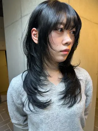 セミロング カラー 似合わせウルフ/ レイヤー/山本祐輔のヘアスタイル