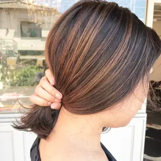 ミディアム カラー ヘアアレンジ Mariana/ 鶴原-ハイライトのヘアスタイル