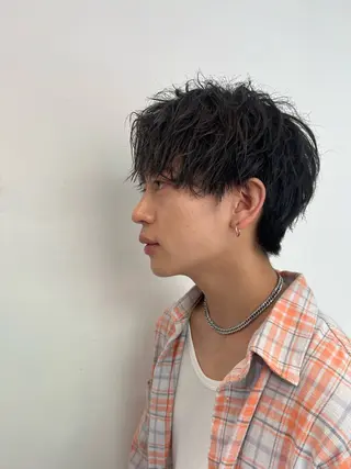 ミディアム メンズ 與座 小遥のヘアスタイル