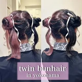 ロング ヘアアレンジ ミユ🎀エクステ 🎨デザインカラーのヘアスタイル