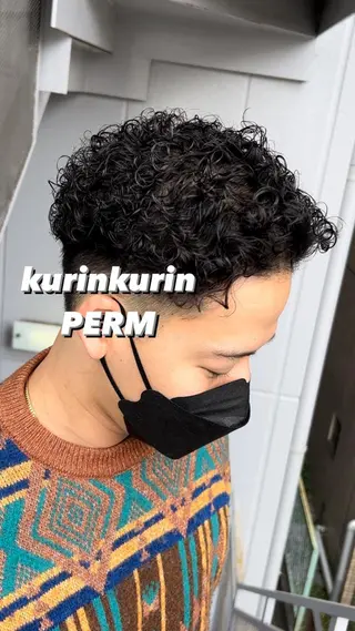 ショート パーマ メンズ 曲がる縮毛矯正 LIBER 　岩名のヘアスタイル