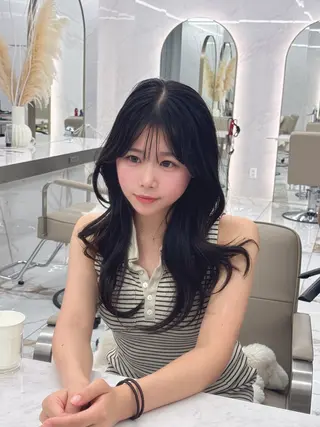 ロング のり🐼顔まわり/ 韓国/レイヤーカットのヘアスタイル