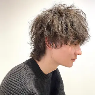 ミディアム カラー パーマ メンズ メンズパーマ 西條真治のヘアスタイル