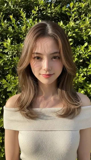 ミディアム パーマ カラー さく/髪質改善× 縮毛矯正/町田のヘアスタイル