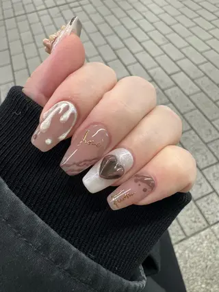 ネイル I-nailロング /ワンホン/キラキラのネイルデザイン