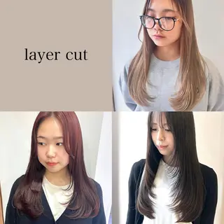 ロング カラー レイヤーカット🐺 hina🩶のヘアスタイル