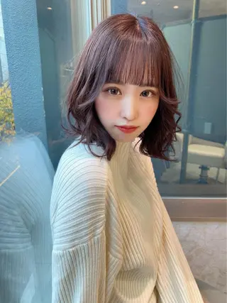 ミディアム カラー 店長/mao/ 前髪/顔周りカットのヘアスタイル