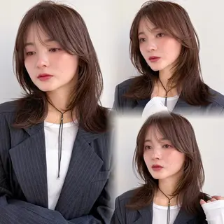 ミディアム 似合わせ/ベージュ /レイヤー/りほ🤍のヘアスタイル