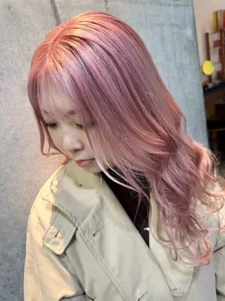 ロング カラー パーマ ブリーチ毛縮毛矯正 👑山口のヘアスタイル