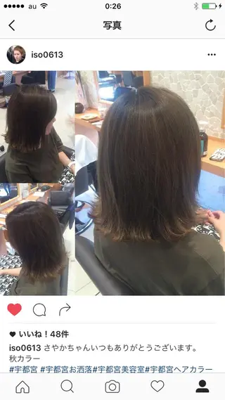 ミディアム カラー パーマ レイヤーカット匠 イソザキノリユキのヘアスタイル