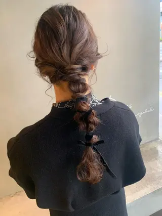 ロング カラー ヘアアレンジ ブリーチ/アレンジ 天満/chihiroのヘアスタイル