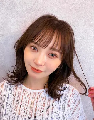 ミディアム カラー 新宿/韓国風レイヤー 髪質改善/渋谷直樹のヘアスタイル