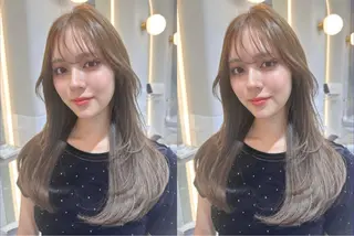 セミロング 新宿/韓国レイヤー 髪質改善カラー/角所のヘアスタイル
