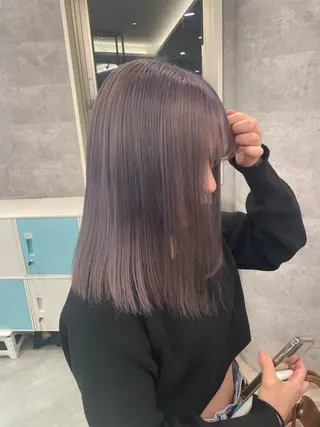 セミロング ♡似合わせハイトーン ♡maiのヘアスタイル