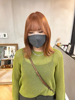 ミディアム カラー ヘアアレンジ esu西梅田所属・ena/ブリーチなし 透明感・レイヤー🎀のヘアスタイル