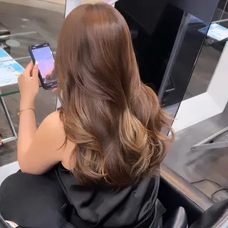 セミロング カラー BIGOUDI  salon所属・ブリーチなし/ ベージュ/ayumuのヘアスタイル