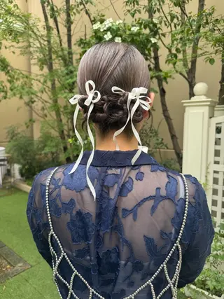 ミディアム ヘアアレンジ クキノケイカ /暖色カラーのヘアスタイル