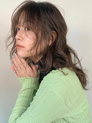 ミディアム パーマ iet.所属・ウルフ/ボブ/耳ツボ ジュエリー◎ricoのヘアスタイル