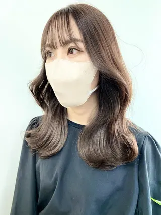 セミロング カラー パーマ ヘアアレンジ メンズ キッズ ネイル マツエク・マツパ アイブロウ 韓国風×透明感カラー 髪質改善オタベシンヤのヘアスタイル