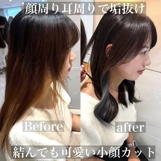 ロング 韓国風/小顔レイヤー /艶カラーのヘアスタイル