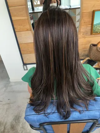 ロング ハイライトバレイヤー ジュ＆縮毛矯正✨櫻野のヘアスタイル
