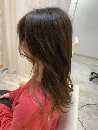 ロング カラー ブリーチなしWカラー /酸性ストレート河本のヘアスタイル