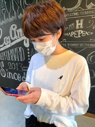 ショート カラー パーマ メンズヘア/レイヤー /ボブ山内春輝のヘアスタイル