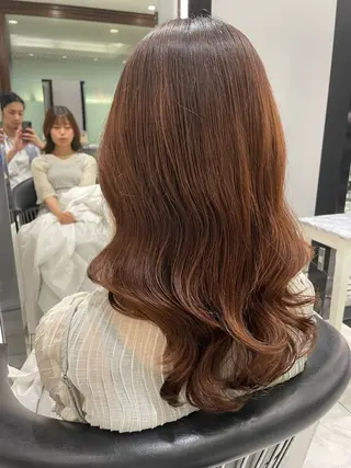 セミロング パーマ コテ巻きパーマ 藤野佑成のヘアスタイル