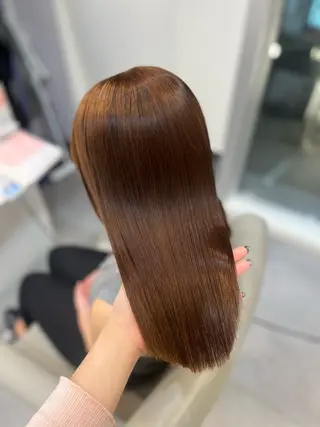 セミロング パーマ amane໒꒱うる艶 ブリーチ透明感カラーのヘアスタイル